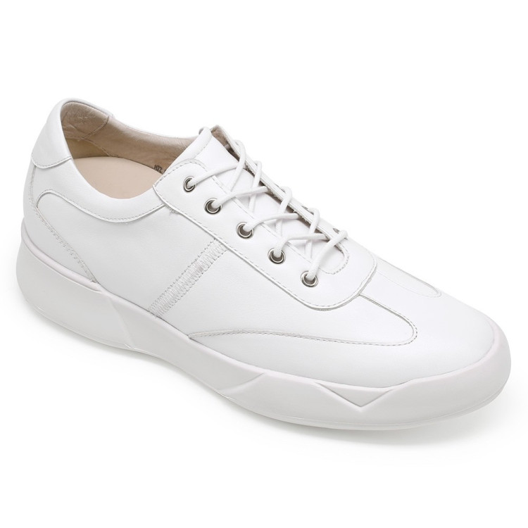 White Hidden Wedge Sneakers For Men