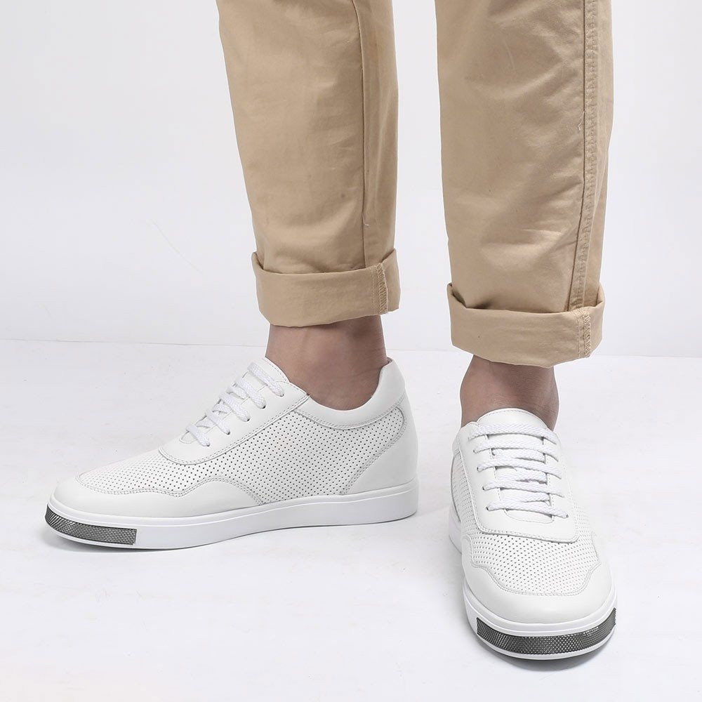 white sneakers with increaser structure