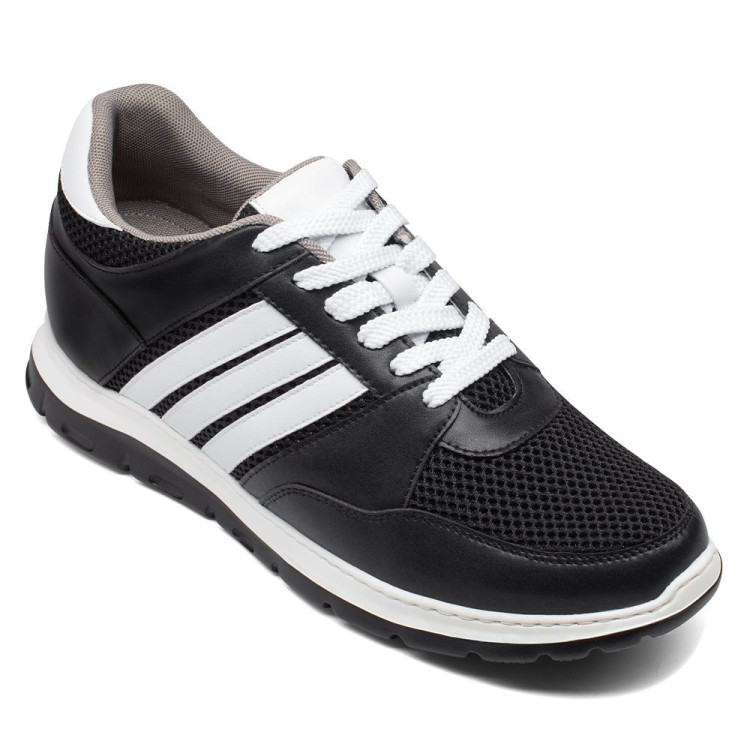 elevator sneakers black upper white sole