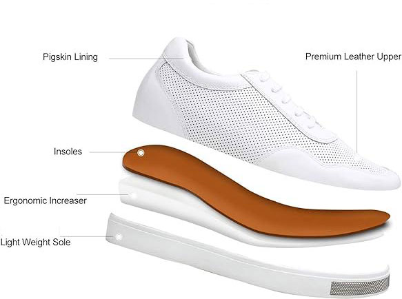 white sneakers with increaser structure